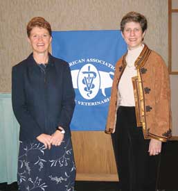 Drs. Lisa Tokach (AASV President) and Patty Scharko (AABP President)