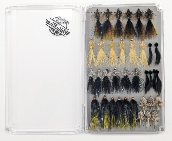 Fly box with 36 streamer flies