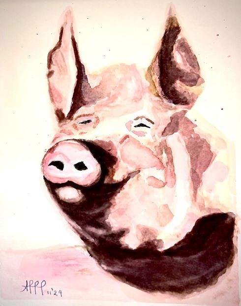 Majesty in Pink-Majesté en Rose Watercolor painting